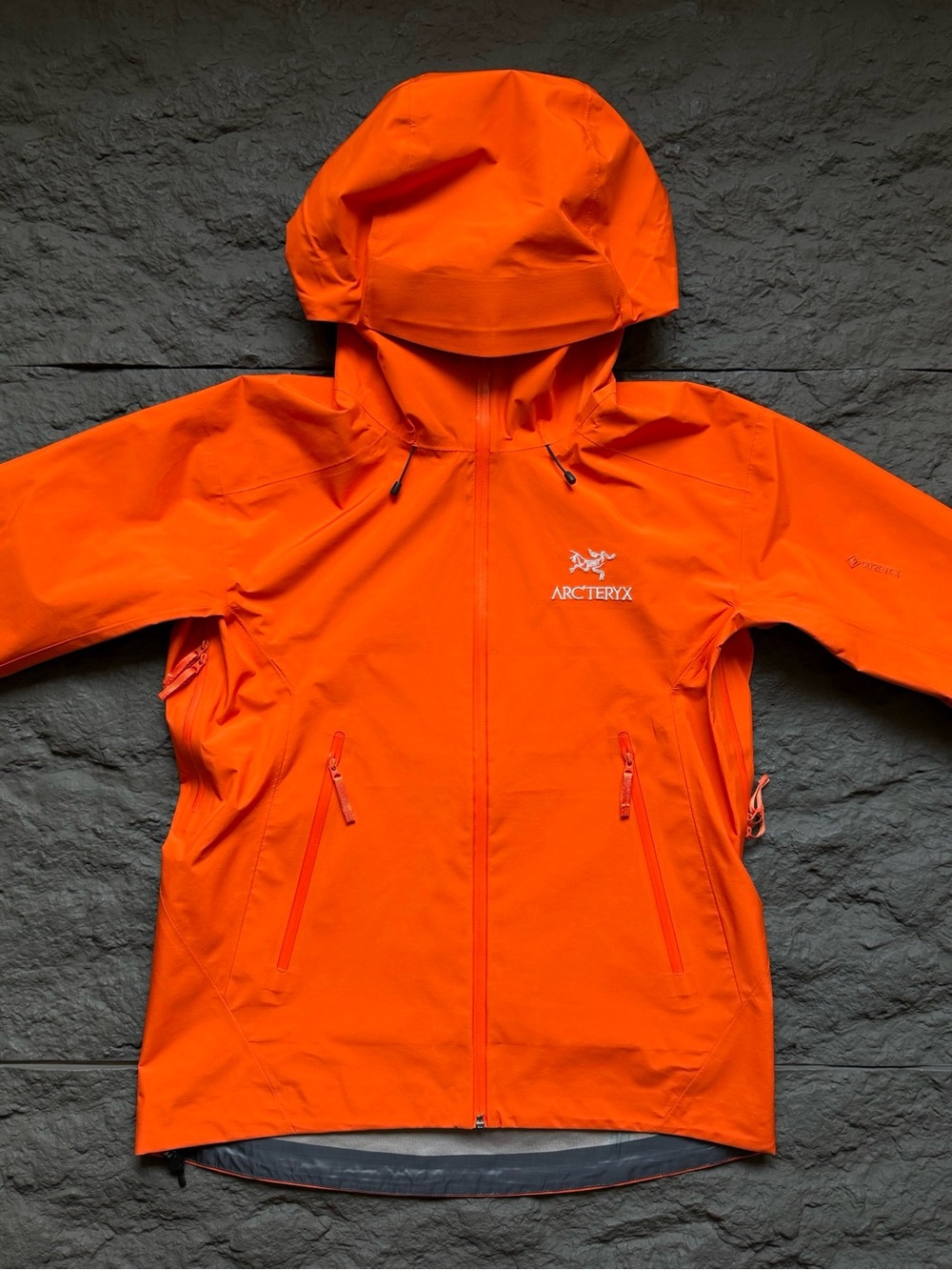 Arc'teryx Bright Orange Waterproof Hooded Utility Jacket